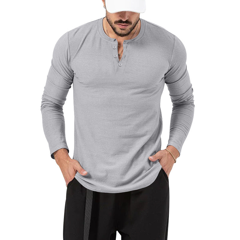 Men's Long Sleeve Solid Crew Neck T-Shirt