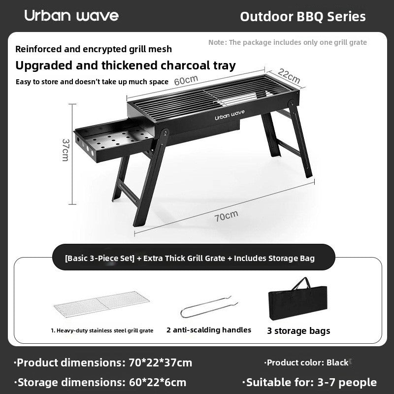 Portable Outdoor Stainless Steel Folding Charcoal Grill teemdrop