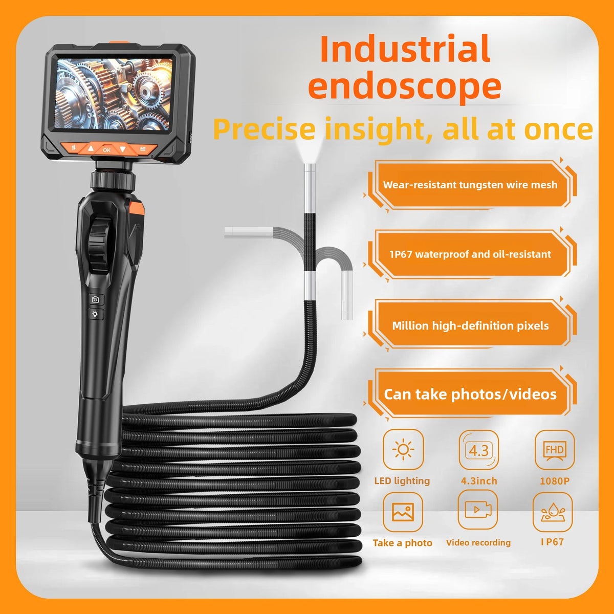 High-Definition 360� Rotatable Endoscope for Automotive and Industrial Inspection