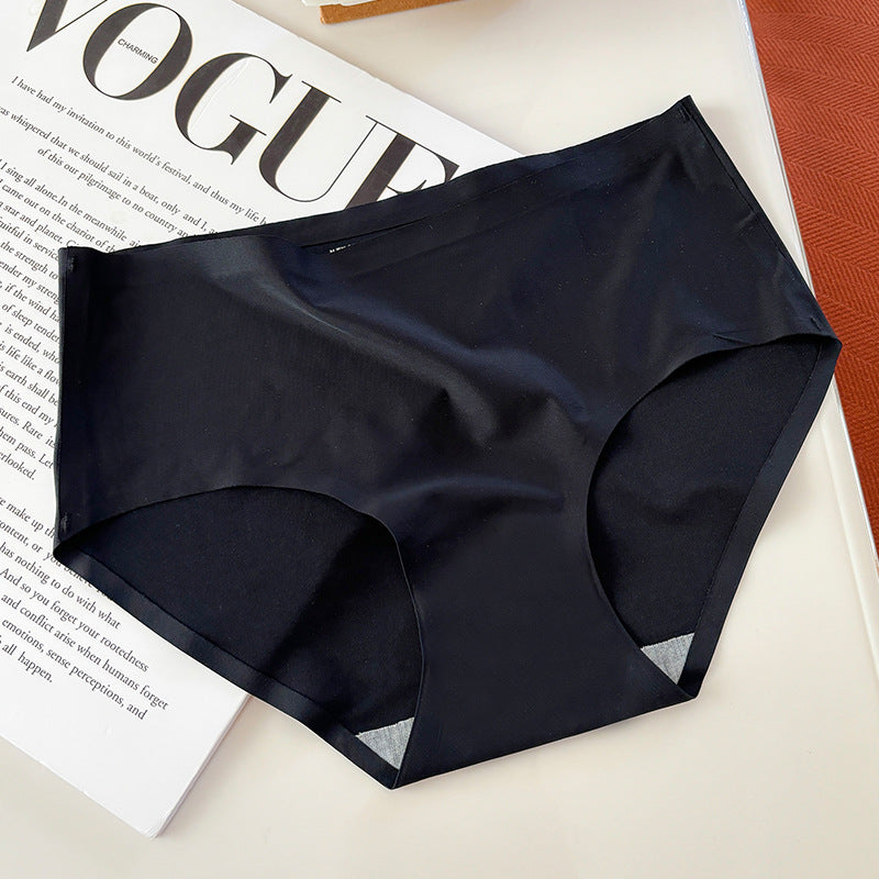 Women Seamless Ice Silk Breathable Mid-Waist Triangle Panties