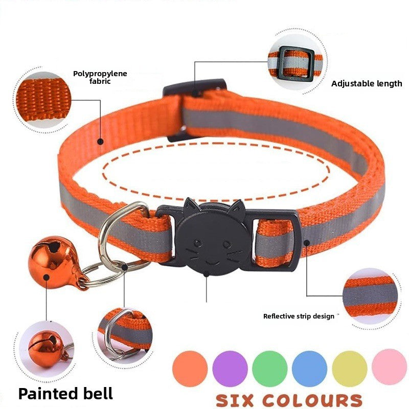 Adjustable Reflective Cat Collar with Safety Release and Bell teemdrop