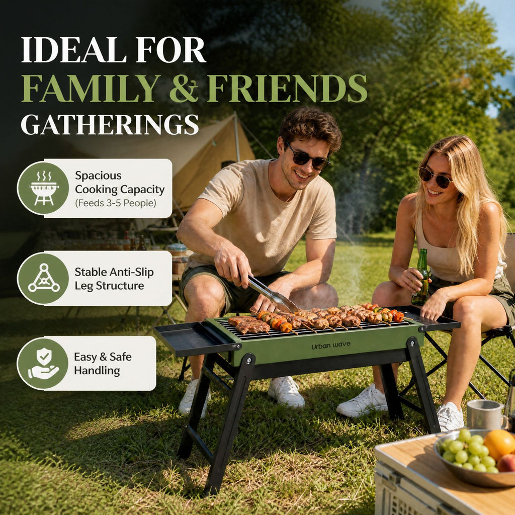 Portable Outdoor Stainless Steel Folding Charcoal Grill teemdrop