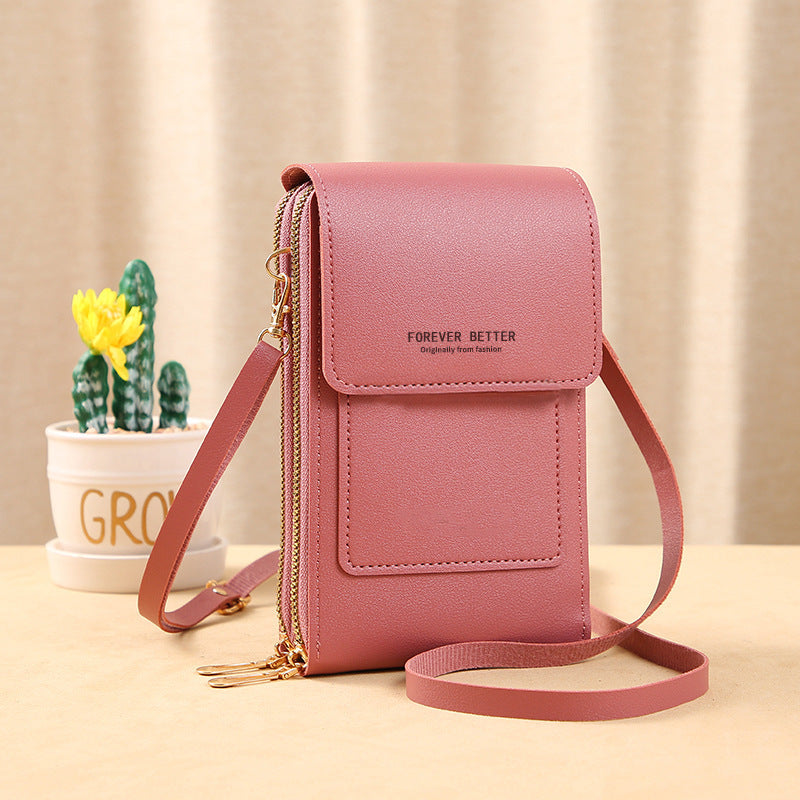 Women's Touch Screen PU Leather Phone Pouch Crossbody Bag with Card Slots