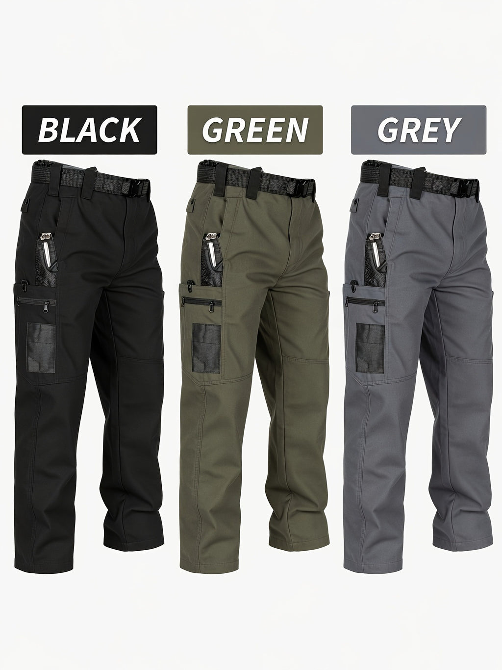 Men's Quick-Dry Tactical Cargo Pants Multi-Pocket Summer Casual Trousers 100% Polyester teemdrop