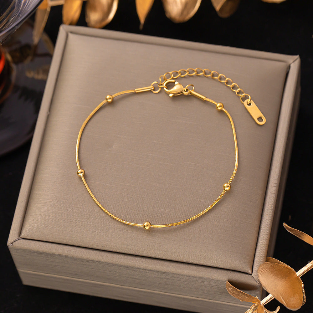 Women's Titanium Steel Inlaid Charm Bracelet Versatile Fashion Jewelry teemdrop
