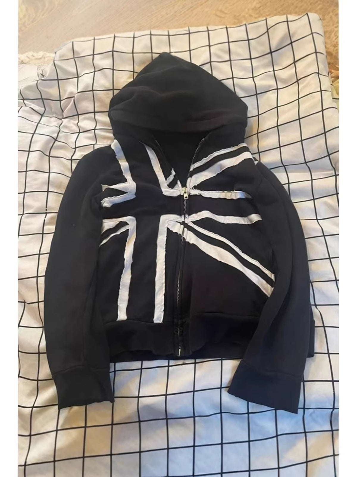 Long-sleeve pullover zip-up hoodie