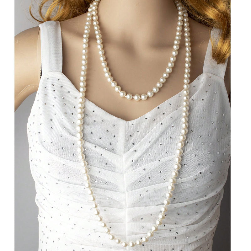 Women's Multi-Layer Imitation Pearl Long Necklace with Pearlescent Finish teemdrop