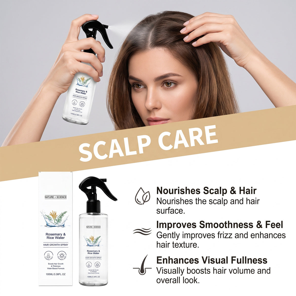 Rosemary Hair Care Spray Lightweight Volumizing Shine Mist 100ml teemdrop