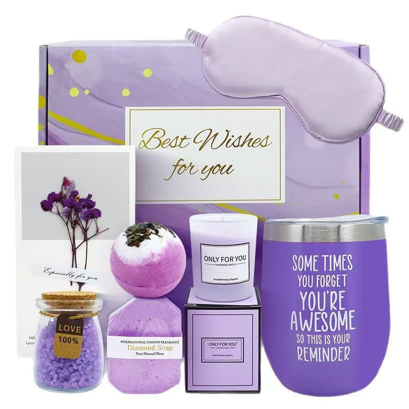 Aromatherapy Bath Gift Set with Candle Soap and Eye Mask