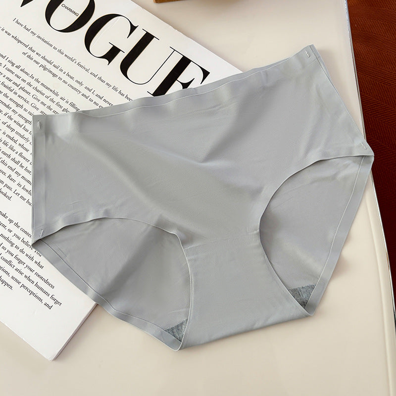 Women Seamless Ice Silk Breathable Mid-Waist Triangle Panties