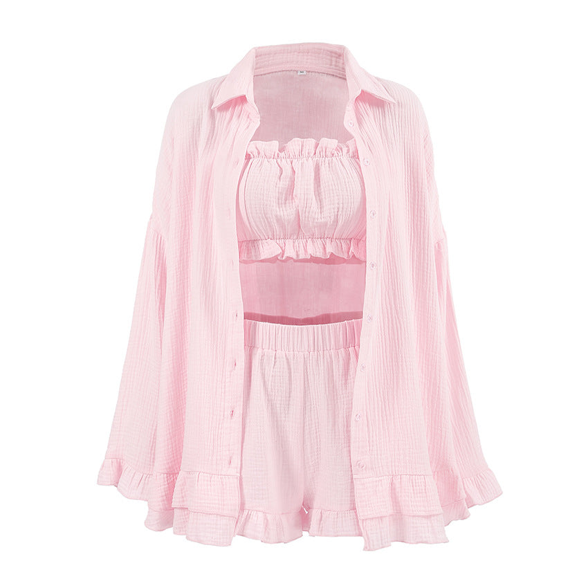 Breathable Loose Long Sleeve Cotton Pajamas teemdrop
