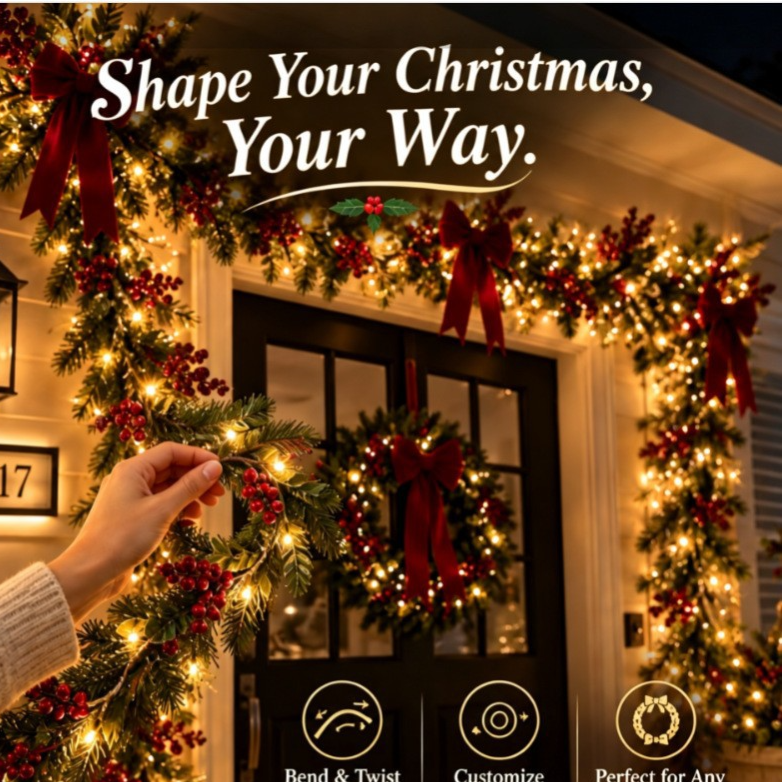 Christmas decorative rattan glowing rattan grass pine branch light string teemdrop