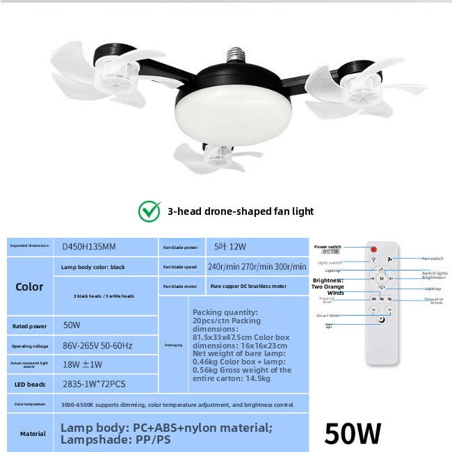 Remote Control Ceiling Fan Light with LED