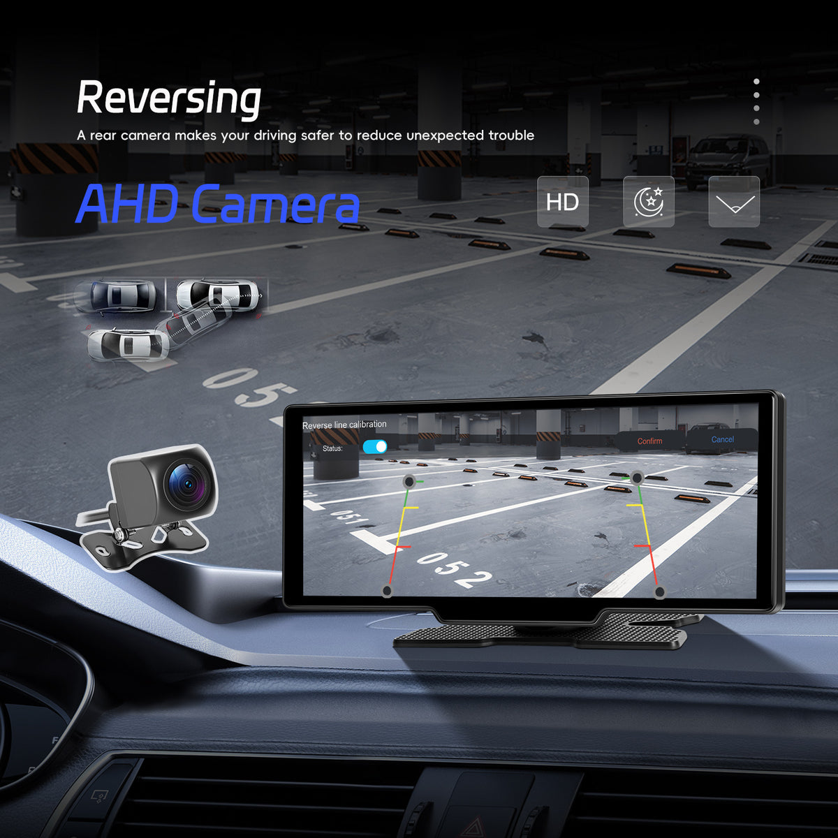 10.26-inch 4K Smart Screen Car Player with Wireless CarPlay, Android Auto, Dual Dash Cam, and Reversing Camera teemdrop