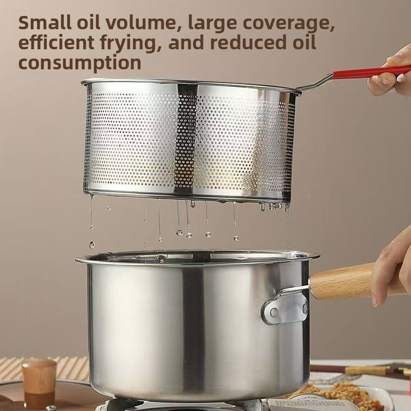 Stainless Steel Frying Pan with Wood Handle