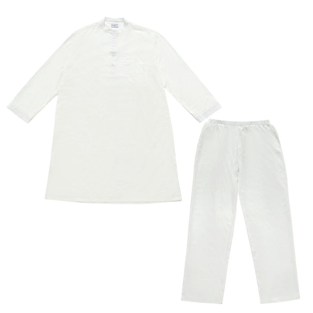 Button-down round-neck long shirt set teemdrop