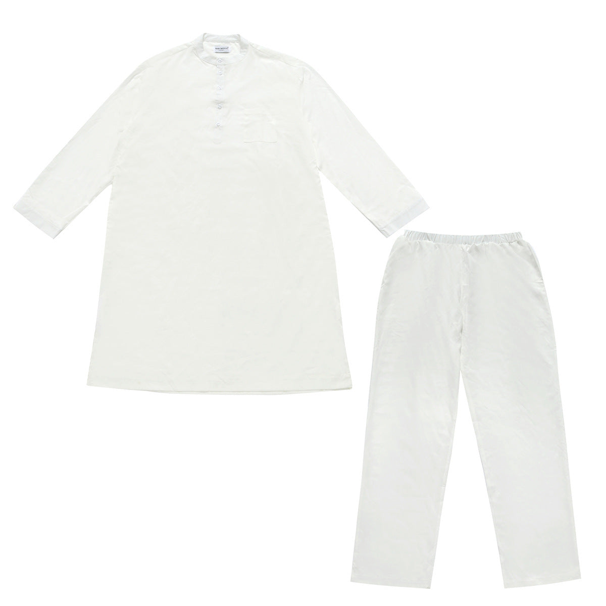 Button-down round-neck long shirt set teemdrop