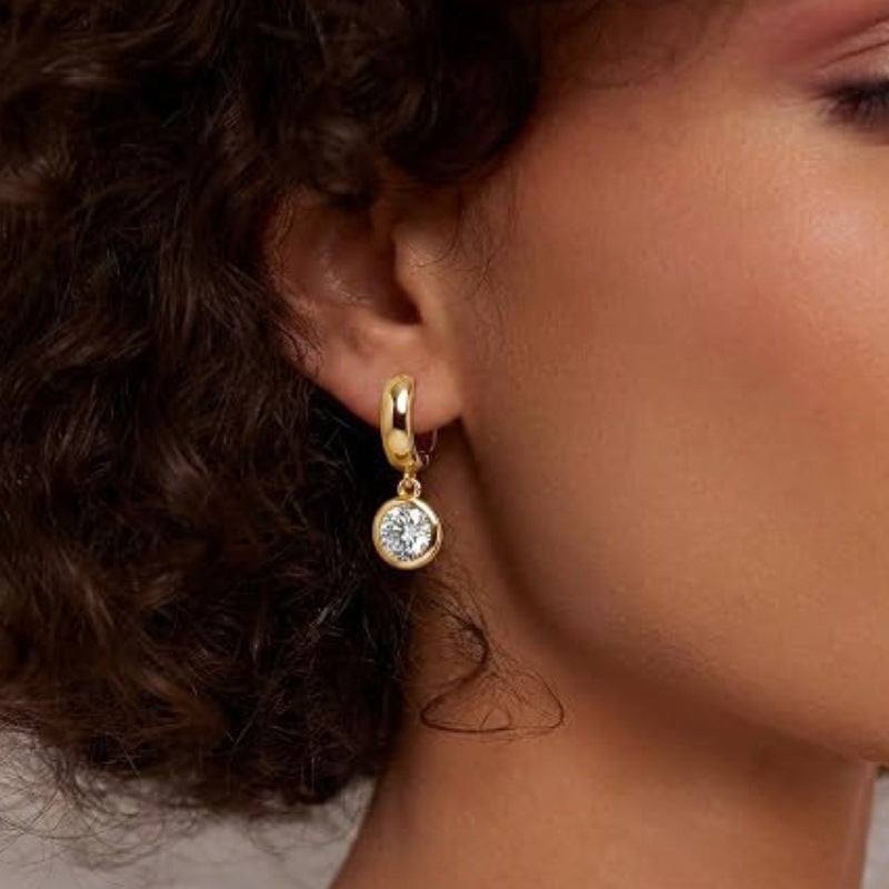 14K gold zircon earrings