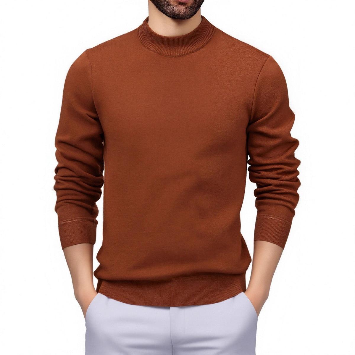 Men's Thickened Fleece-Lined Crew Neck Knit Sweater Autumn Winter teemdrop