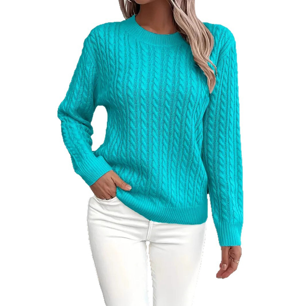 Crew-neck cable-knit sweater teemdrop