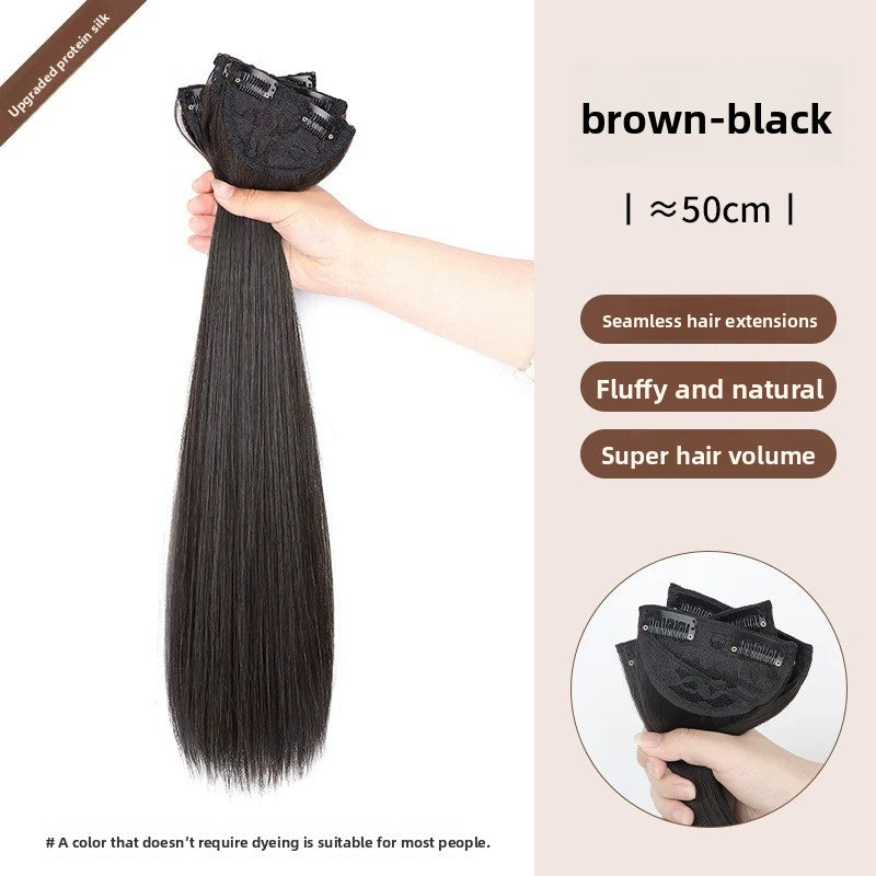 Women's Three-Piece Clip-In Long Straight Wig Piece teemdrop
