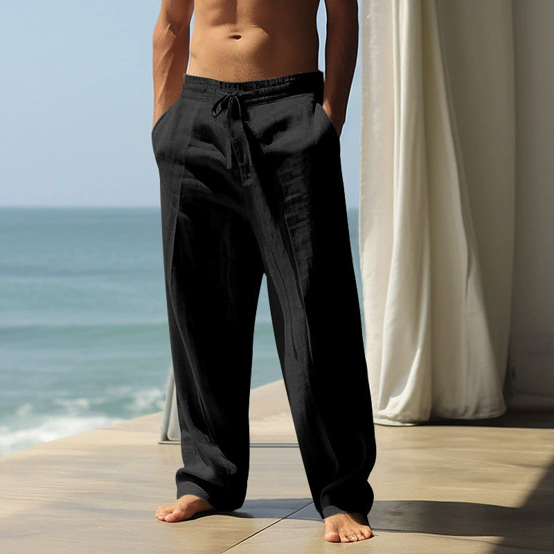 Men's Breathable Cotton-Linen Blend Straight-Leg Casual Summer Pants teemdrop