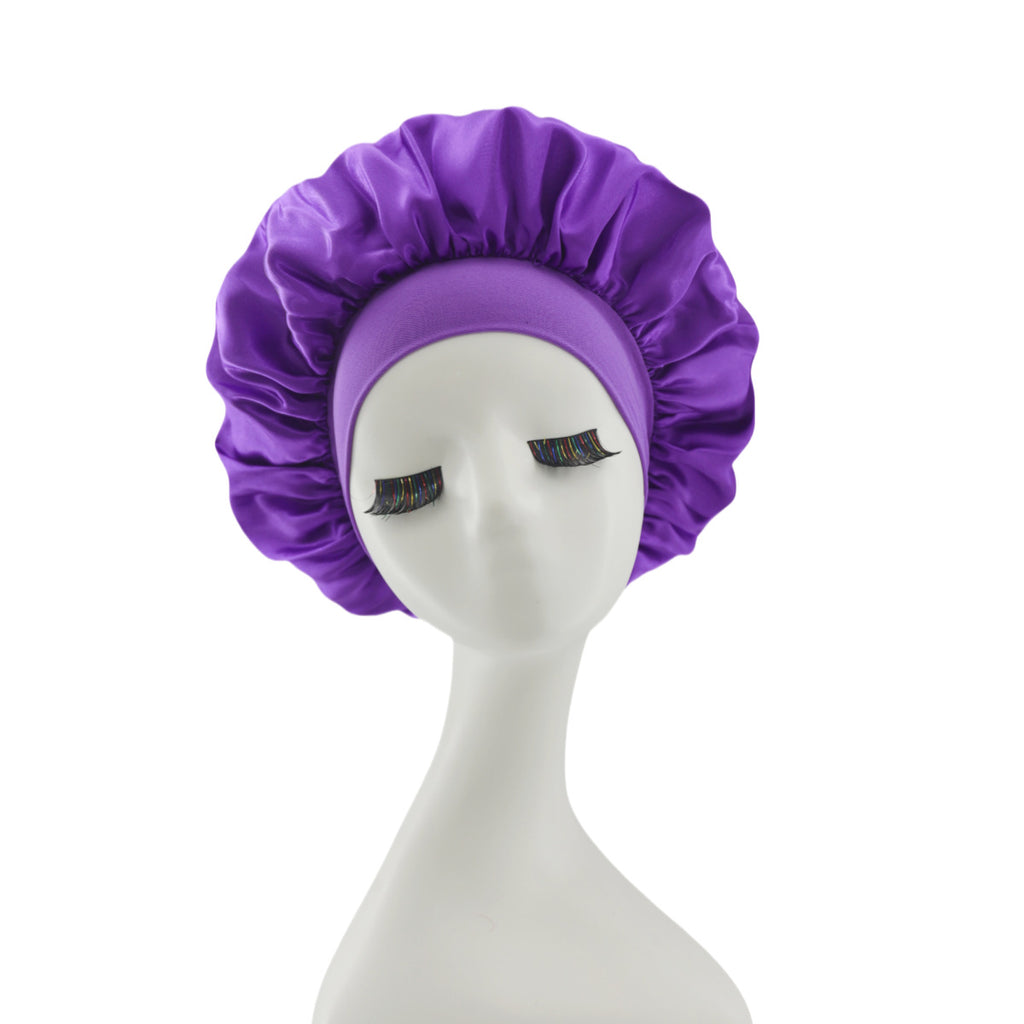 Lace-lined wide-brimmed elasticated hat