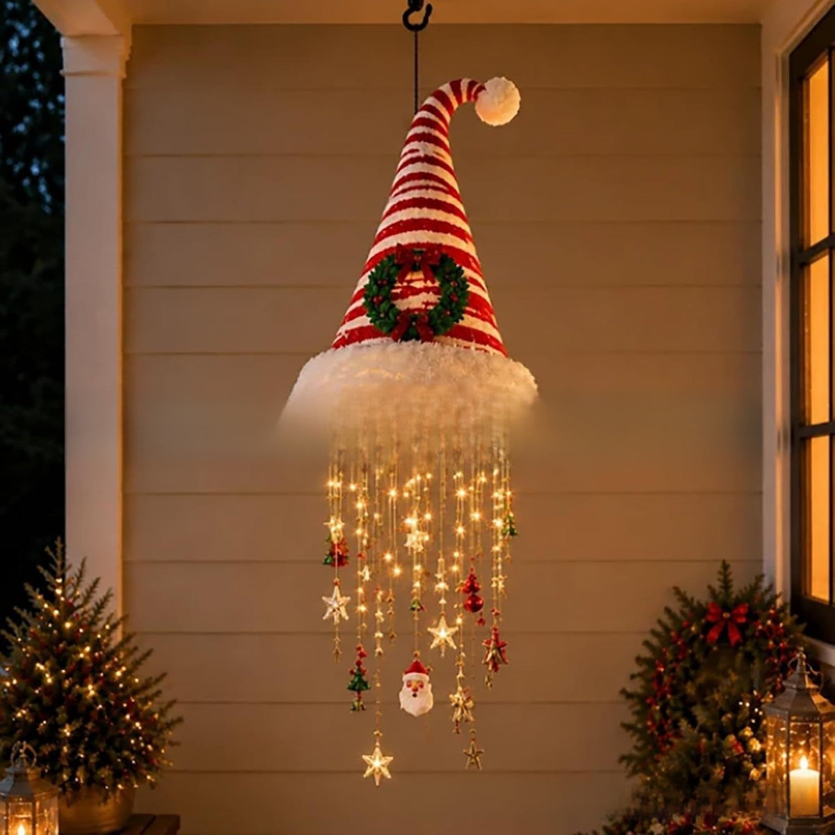 Luminous Christmas Hat Wind Chime Light for Indoor and Outdoor Holiday Decoration teemdrop