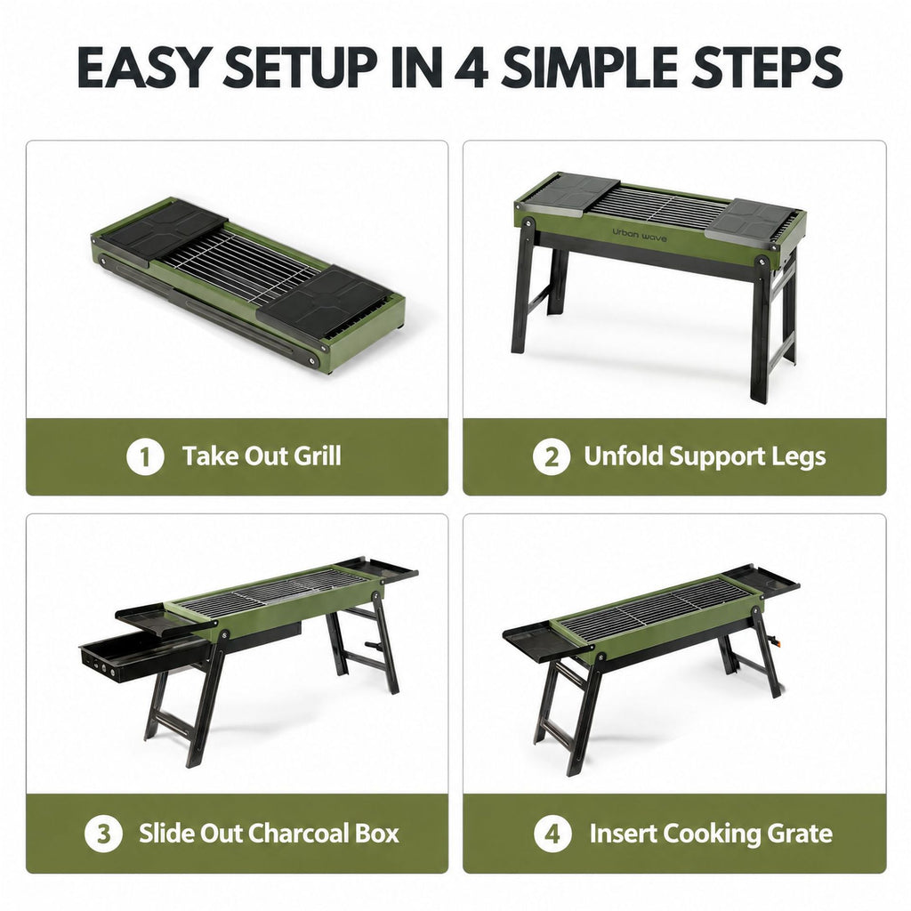 Portable Outdoor Stainless Steel Folding Charcoal Grill teemdrop