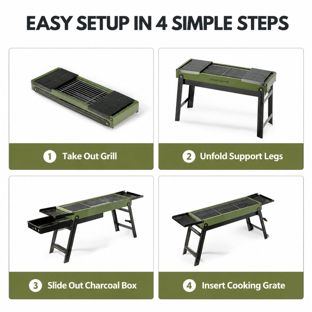 Portable Outdoor Stainless Steel Folding Charcoal Grill teemdrop