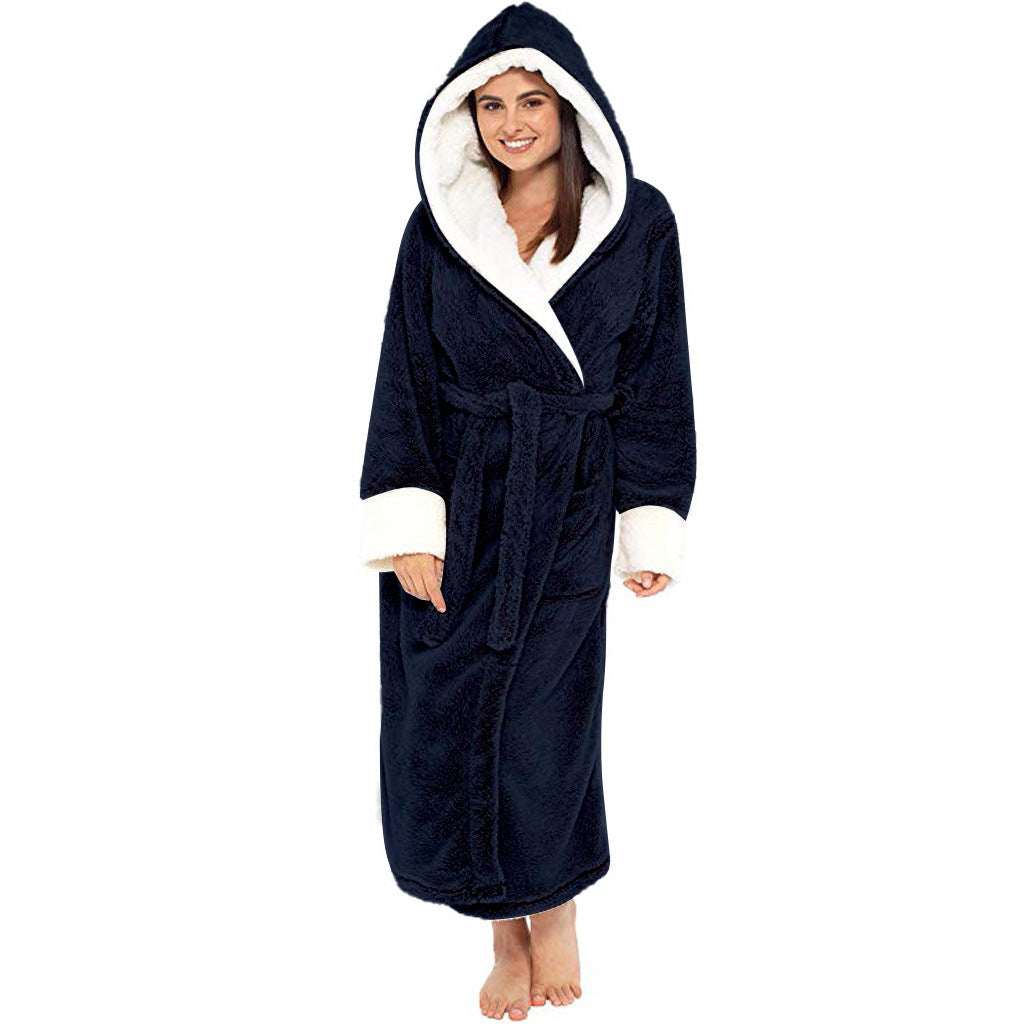 Women's warm fleece-lined wide-leg casual thermal pajamas
