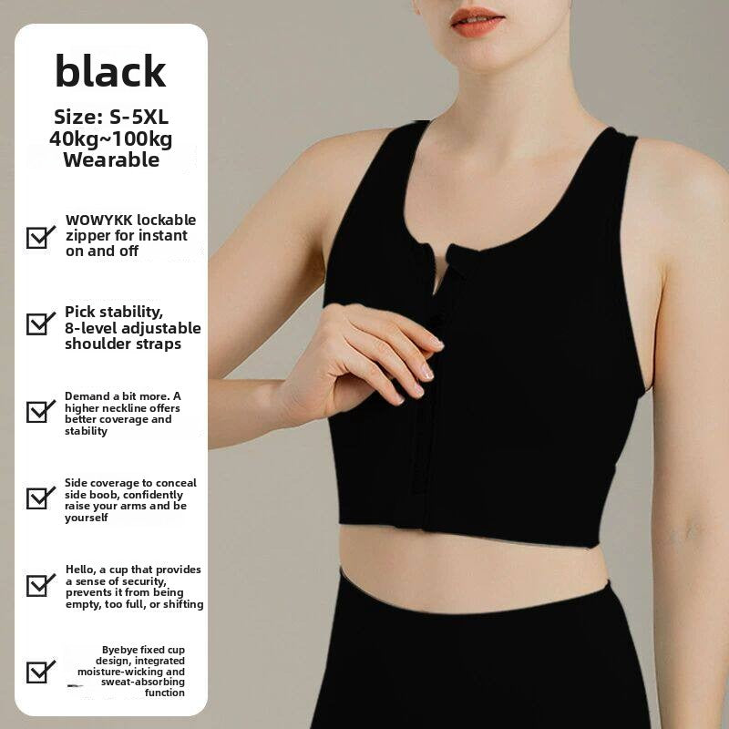 Plus Size High Support Front Zipper Sports Bra teemdrop