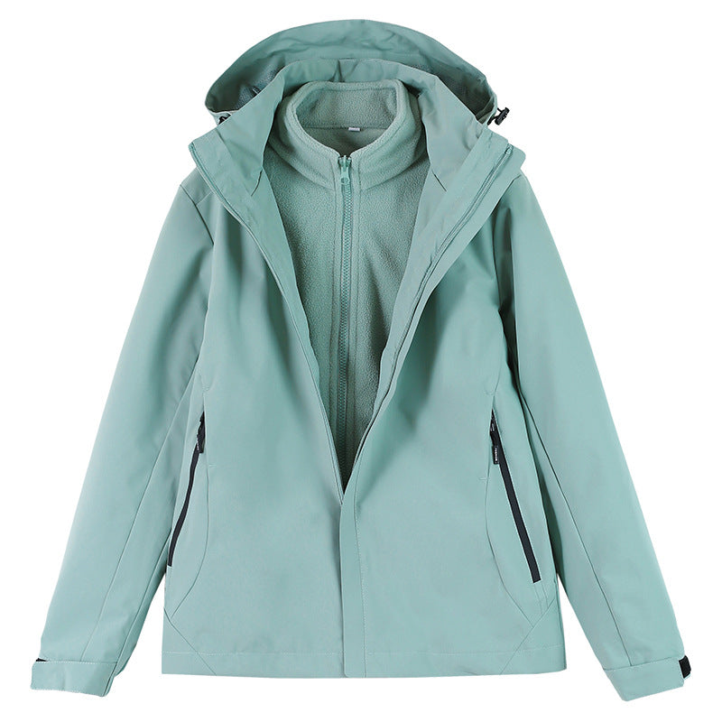 Women's Detachable Fleece-Lined Windproof Waterproof Outdoor Jacket teemdrop