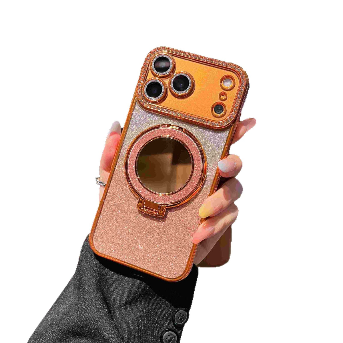 Glitter Magnetic Stand Mirror Phone Case for iPhone 11 12 13 14 15 16 17 18 Pro Max Plus teemdrop