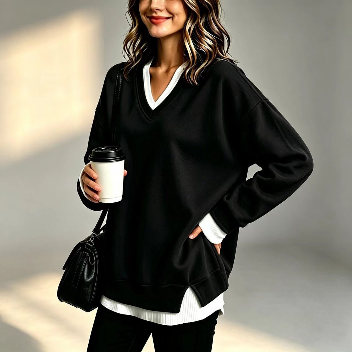 V-neck sweatshirt teemdrop