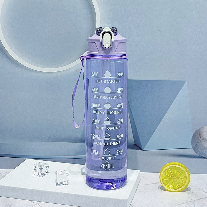 Portable fitness sports drinking straw water bottle teemdrop