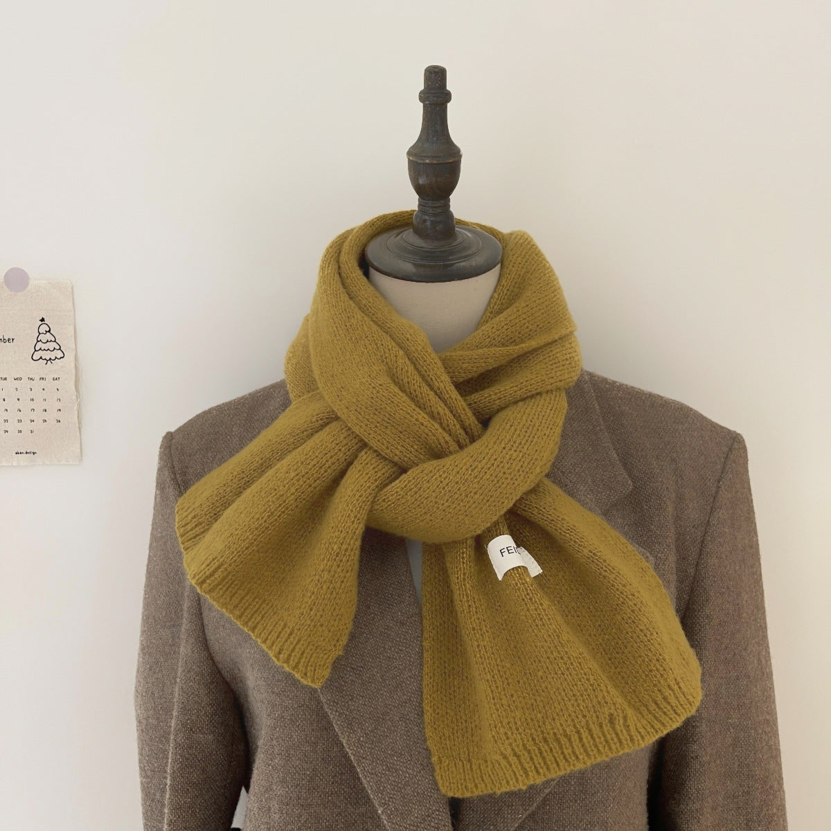 Unisex Solid Color Knitted Wool Scarf Winter Warm Neck Wrap