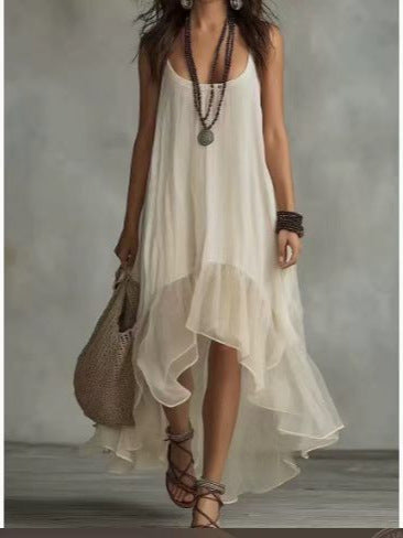 Strap-neck U-neck dress teemdrop