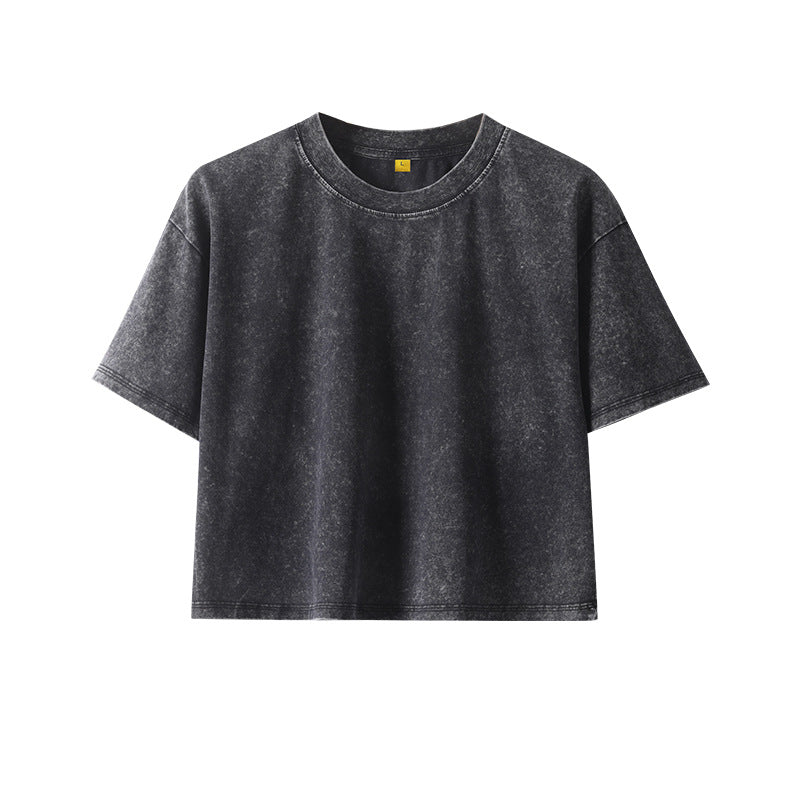 Pure Cotton Cropped Drop Shoulder Short Sleeve T-Shirt teemdrop