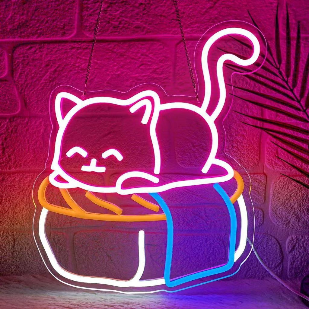 LED Neon Light Hamburger Fries Sushi Shape Sign for Home Bar Decoration