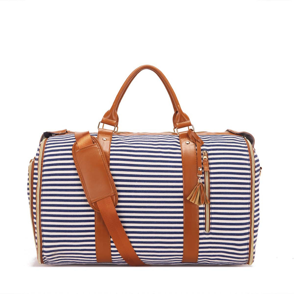 Large Capacity PU Leather Canvas Travel Duffel Bag