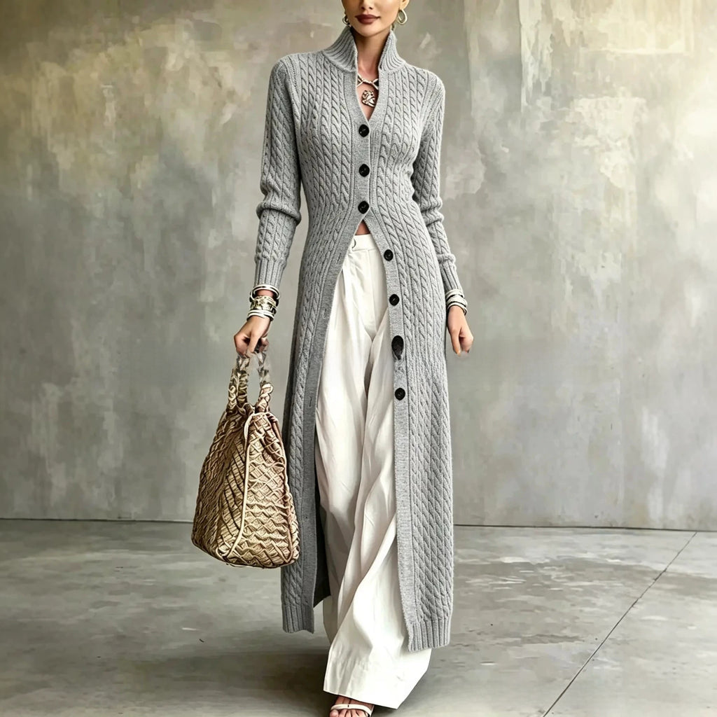 Women's Twist Pattern Stand Collar Long Sleeve Sweater teemdrop