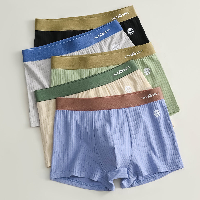 Men's Breathable Milk Silk Boxers Mid-Rise Knitted Underwear