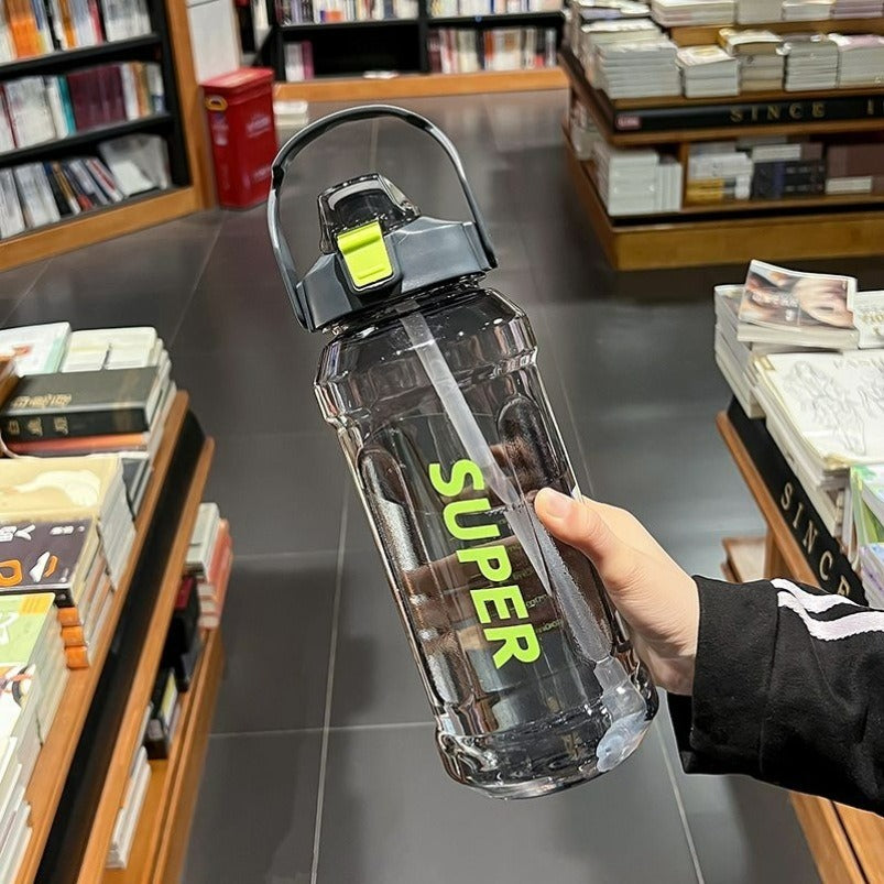 Portable fitness sports drinking straw water bottle teemdrop