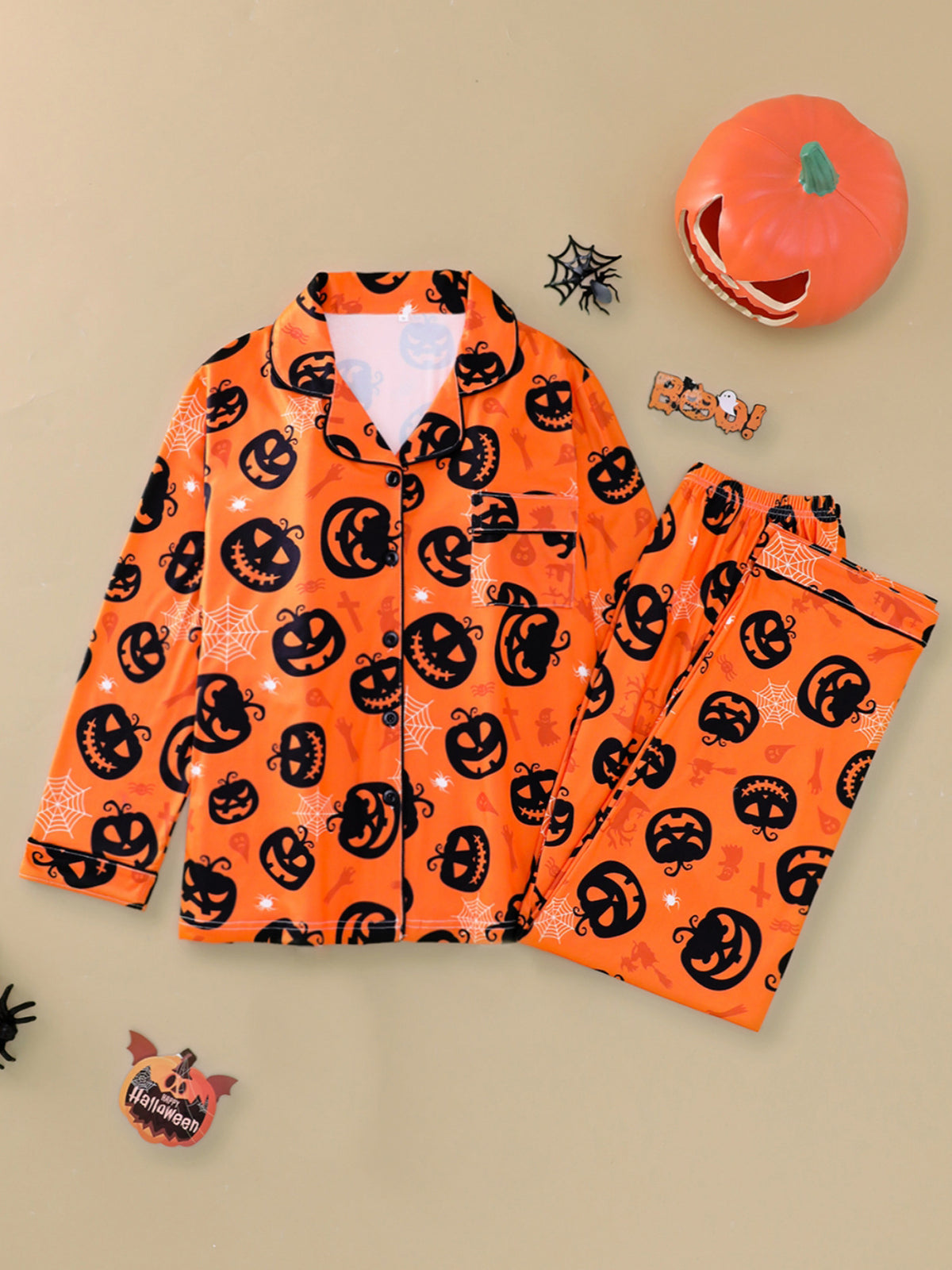 Women's long-sleeve Halloween pajamas teemdrop