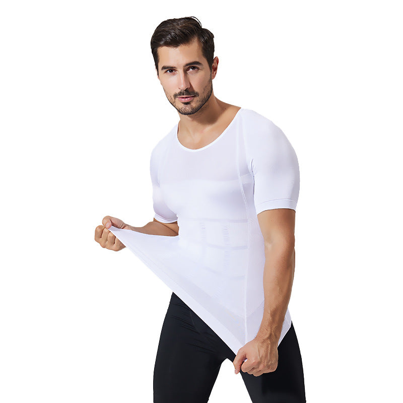 Men's Slimming Body Shaper Vest Tummy Control Nylon Compression Fitness Top