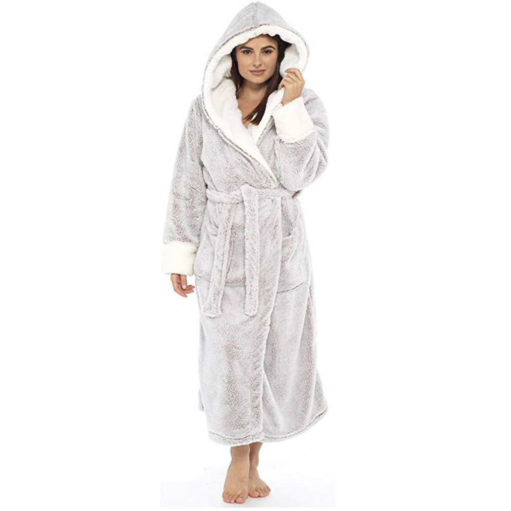 Women's warm fleece-lined wide-leg casual thermal pajamas