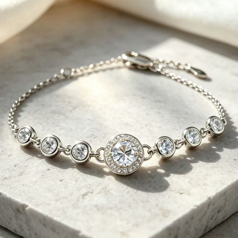 Women's S925 Silver Birthstone Bracelet with Natural Gemstones Gold Plated