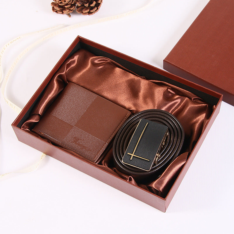 Men's Leather Wallet and Belt Gift Set with Sunglasses in a Gift Box