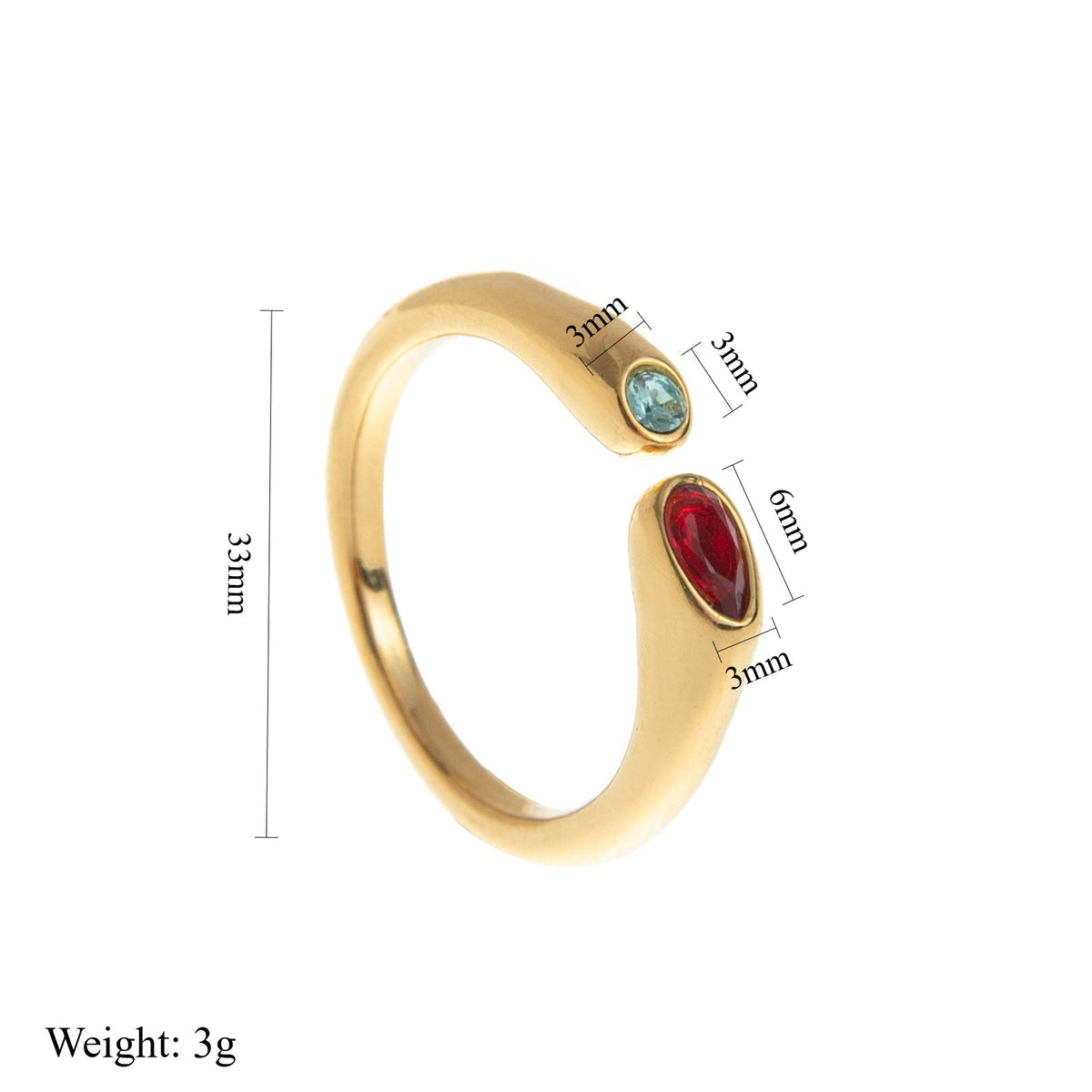 Plated Titanium Steel Adjustable Birthstone Ring Unisex Geometric Retro Jewelry teemdrop